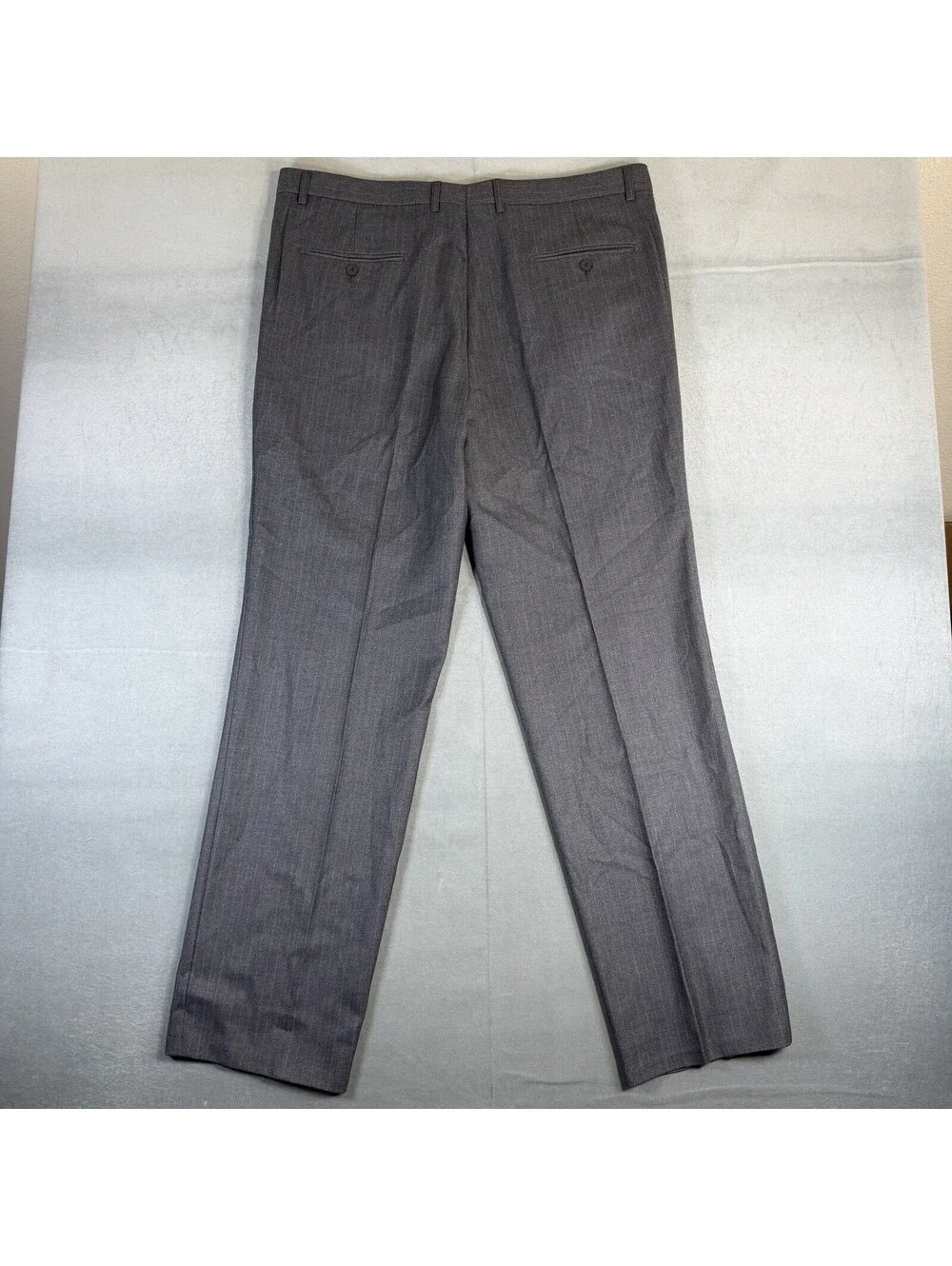 Giorgio Armani Le Collezioni Pants Mens 40x34 Gray Pinstripe Flat Front Wool